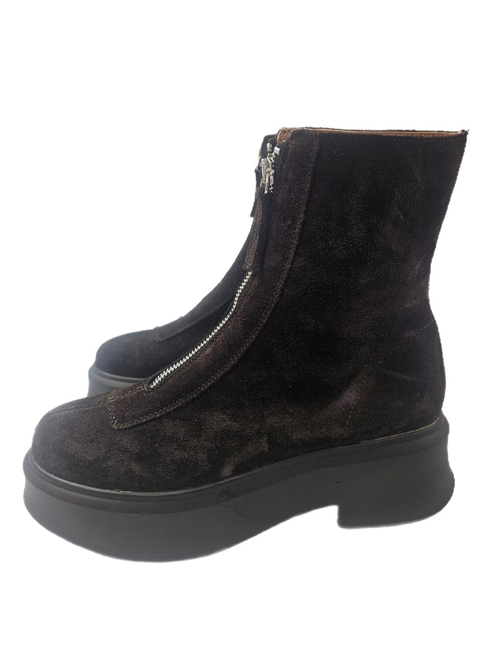 Steve Madden Jones Chocolate Brown Suede Front-Zip Platform Boots Size 7.5 Style